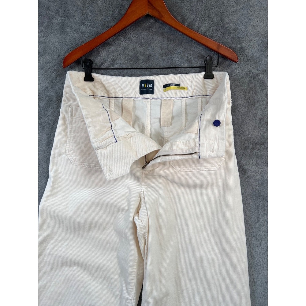 Maeve Anthropologie Colette Pants Ivory 31 32x26 Cropped Wide-Leg Corduroy - Picture 9 of 12